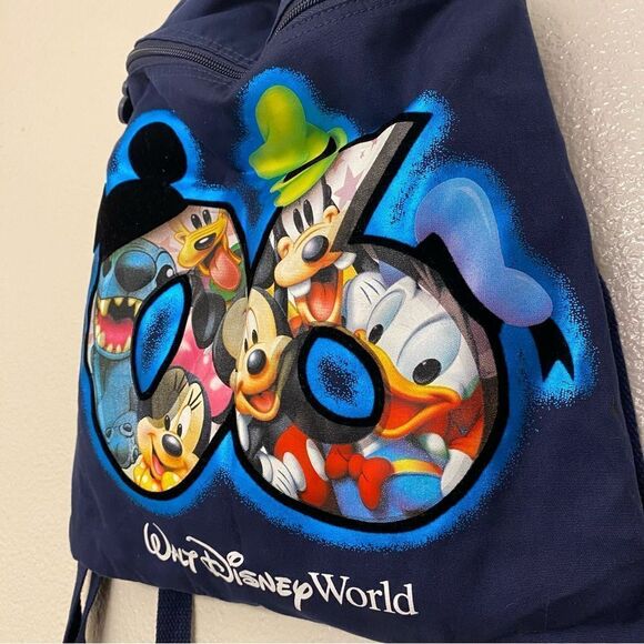 Walt Disney World Parks Drawstring 2006 Backpack bag Blue graphic Drawstring - Picture 2 of 10
